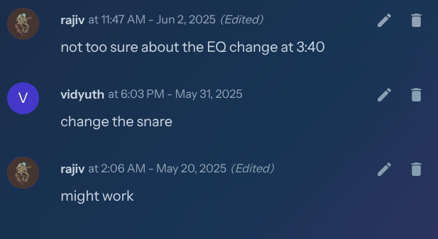 Collaboration comments interface