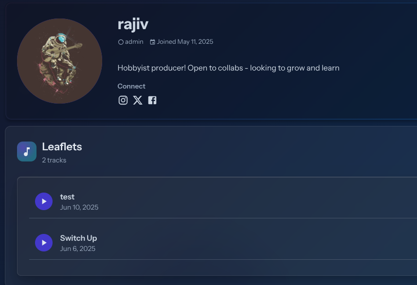 User profile interface